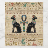 Egyptische katten en ankhkruis wijn etiket (Enkel label)