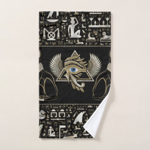 Egyptische katten en ogen van paarden bad handdoek