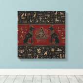 Egyptische katten en ogen van paarden canvas afdruk (Insitu (Houten vloer))