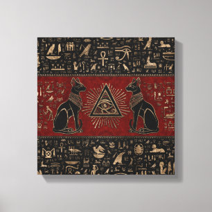 Egyptische katten en ogen van paarden canvas afdruk