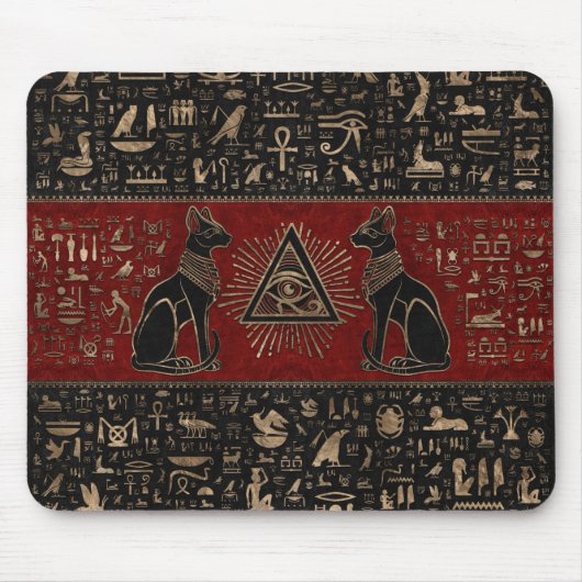 Egyptische katten en ogen van paarden muismat (Voorkant)