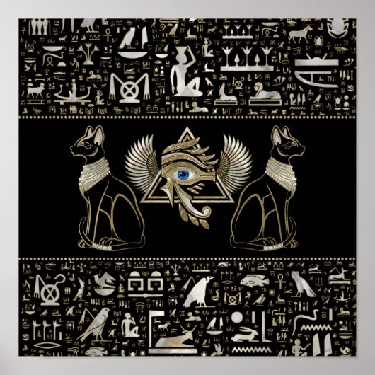 Egyptische katten en ogen van paarden poster (Voorkant)