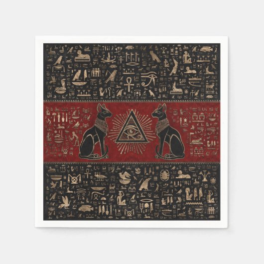 Egyptische katten en ogen van paarden servet (Voorkant)