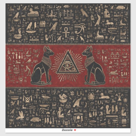 Egyptische katten en ogen van paarden sticker (Vel)