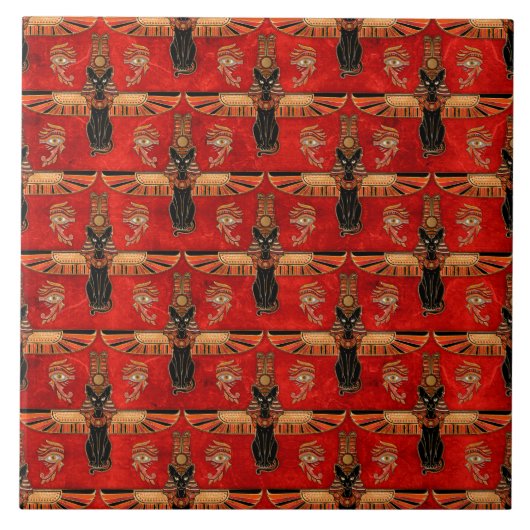 Egyptische katten en Oog-oortonpatroon Tegeltje (Voorkant)