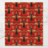 Egyptische katten en Oog-oortonpatroon Wijn Etiket (Enkel label)