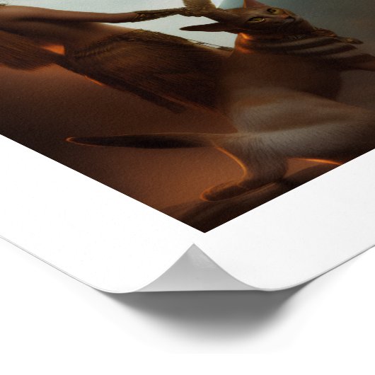 Egyptische kattengodin Bastet met haar kat Poster (Hoek)