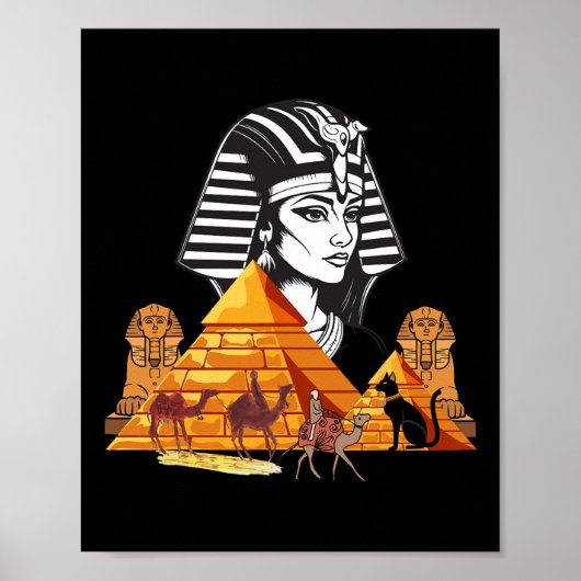 Egyptische koningin Cleopatra hoofd piramide Oude  Poster (Voorkant)