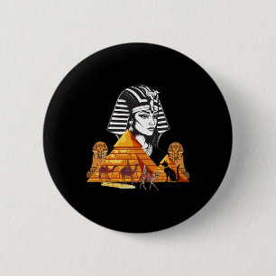 Egyptische koningin Cleopatra hoofd piramide Oude Ronde Button 5,7 Cm