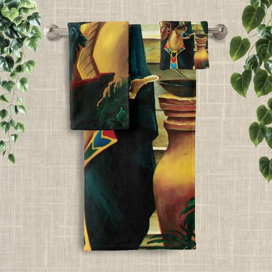 Egyptische koningin kat draak bad handdoek