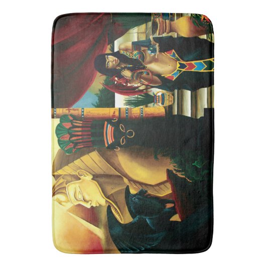 Egyptische koningin kat draak badmat (Voorkant Verticaal)