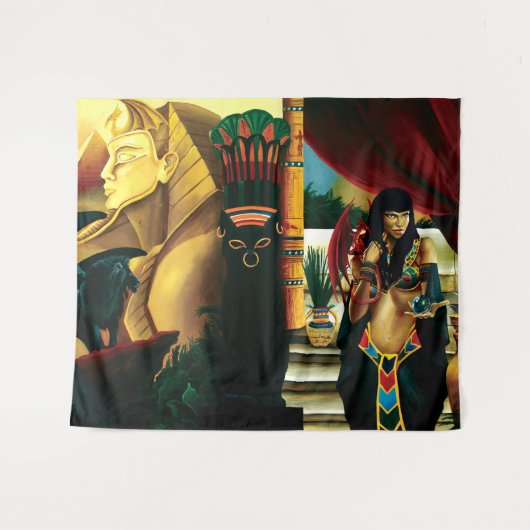 Egyptische koningin kat draak wandkleed (Voorkant (horizontaal))