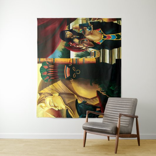 Egyptische koningin kat draak wandkleed (In situ)