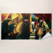 Egyptische koningin kat Dragon Strandlaken (Voorkant)