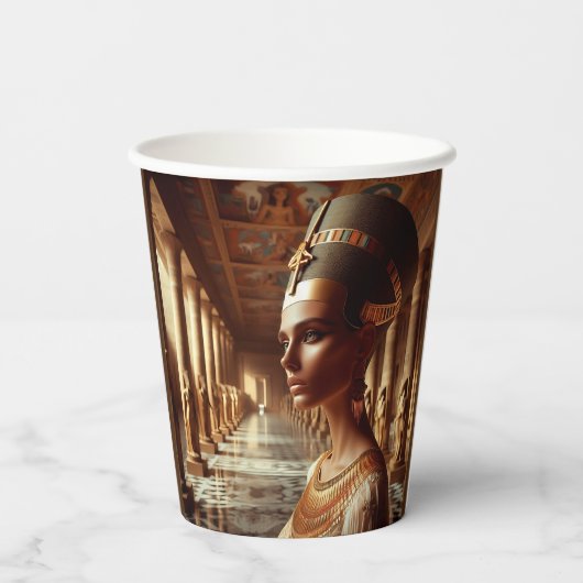 Egyptische Koningin Majestueuze Kunst: Oude Royalt Papieren Bekers (Achterkant)