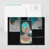 EGYPTISCHE KONINGIN OP HOUT BRIEFKAART (Voorkant / Achterkant)