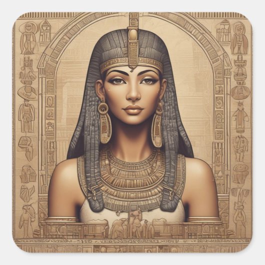 Egyptische koningin vierkante sticker (Voorkant)