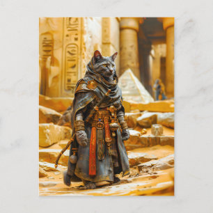 Egyptische krijgerkat in koninklijke harnas briefkaart