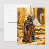 Egyptische krijgerkat in koninklijke harnas briefkaart (Voorkant / Achterkant)