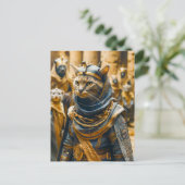 Egyptische krijgerkat in koninklijke harnas briefkaart (Staand voorkant)