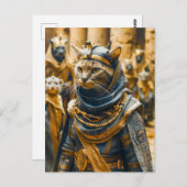 Egyptische krijgerkat in koninklijke harnas briefkaart (Voorkant / Achterkant)