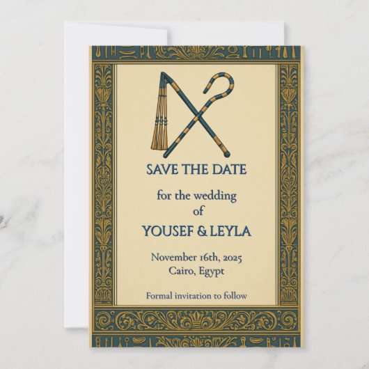 Egyptische Kromstaf & Dowerslag Gouden Save the Da Save The Date (Voorkant)