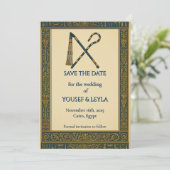 Egyptische kromstaf & vlegel Gouden save-the-date Save The Date (Staand voorkant)