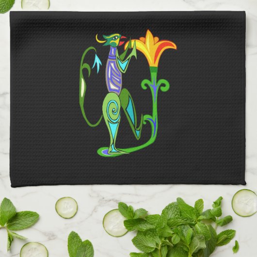 Egyptische kunst met keukenhanddoek van Lotus Flow (Gevouwen)