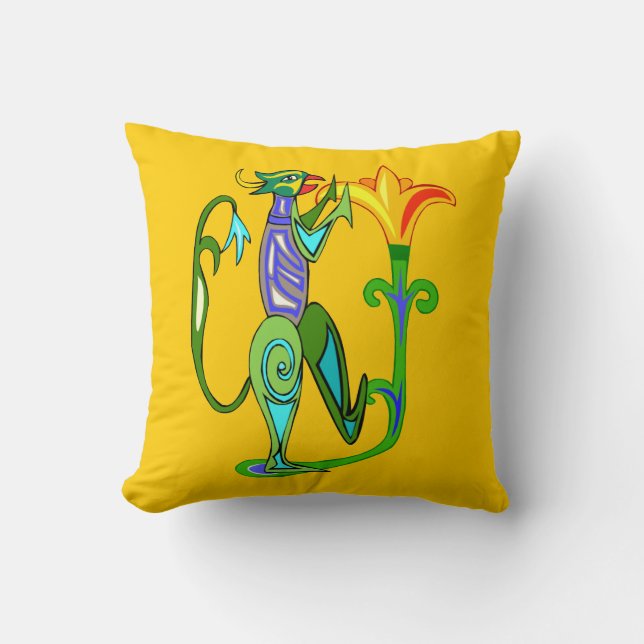 Egyptische kunst met Lotus Flower Reversible Pillo Kussen (Voorkant)