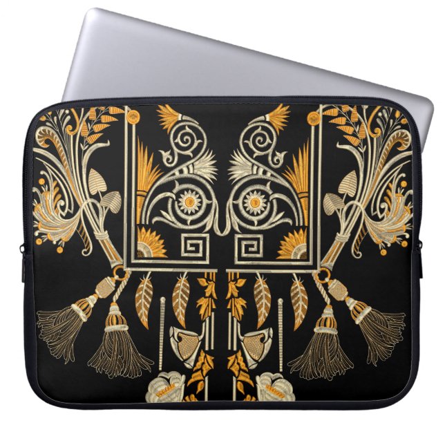 Egyptische kunst traditionele gouden grens creëer  laptop sleeve (Voorkant)