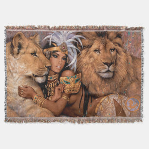 Egyptische leeuwengodin gooit deken