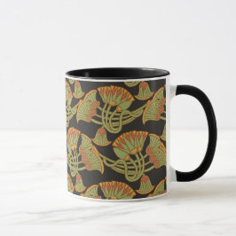 Egyptische Lotus en Papyrus op zwarte koffie Mok