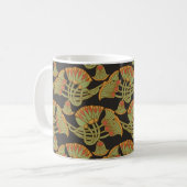 Egyptische Lotus en Papyrus op zwarte koffie Mok (Voorkant links)