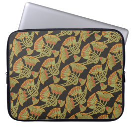 Egyptische Lotus en Papyrus op zwarte laptophoes Laptop Sleeve