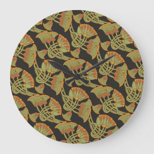 Egyptische Lotus en Papyrus, Zwarte Wandklok