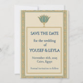 Egyptische Lotus Goud Save the Date (Voorkant)
