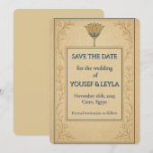 Egyptische Lotus Goud Save the Date Kaart (Voorkant / Achterkant)