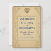 Egyptische Lotus Goud Save the Date Kaart (Voorkant)
