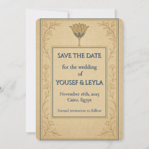 Egyptische Lotus Gouden Save the Date Kaart