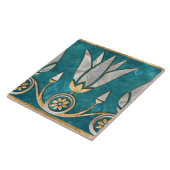 Egyptische Lotus grens - Turquoise parel en goud Tegeltje (Zijkant)