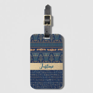 Egyptische Lotus Scarab hiërogliefen gepersonalise Bagagelabel