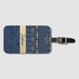 Egyptische Lotus Scarab hiërogliefen gepersonalise Bagagelabel