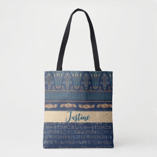 Egyptische Lotus Scarab hiërogliefen gepersonalise Tote Bag (Voorkant)