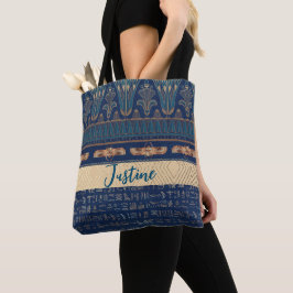 Egyptische Lotus Scarab hiërogliefen gepersonalise Tote Bag