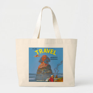 Egyptische luchtreisreclame Grote Tote Bag