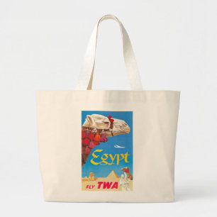 Egyptische luchtreisreclame Grote Tote Bag