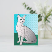 Egyptische Mau Cat - aqua background Briefkaart (Staand voorkant)