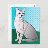 Egyptische Mau Cat - aqua background Briefkaart (Voorkant / Achterkant)