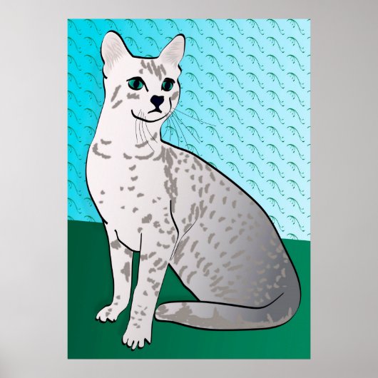 Egyptische Mau Cat - aqua background Poster (Voorkant)