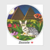 Egyptische Mau Cat in een Midnight Garden Sticker (Vel)
